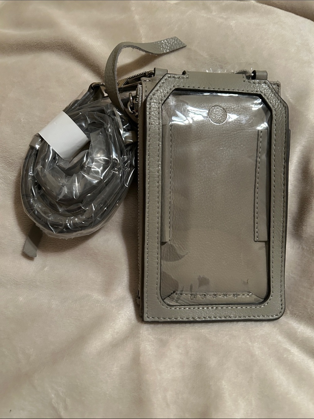 Aimee Kestenberg Taupe Leather Crossbody Phone Wallet- NEW